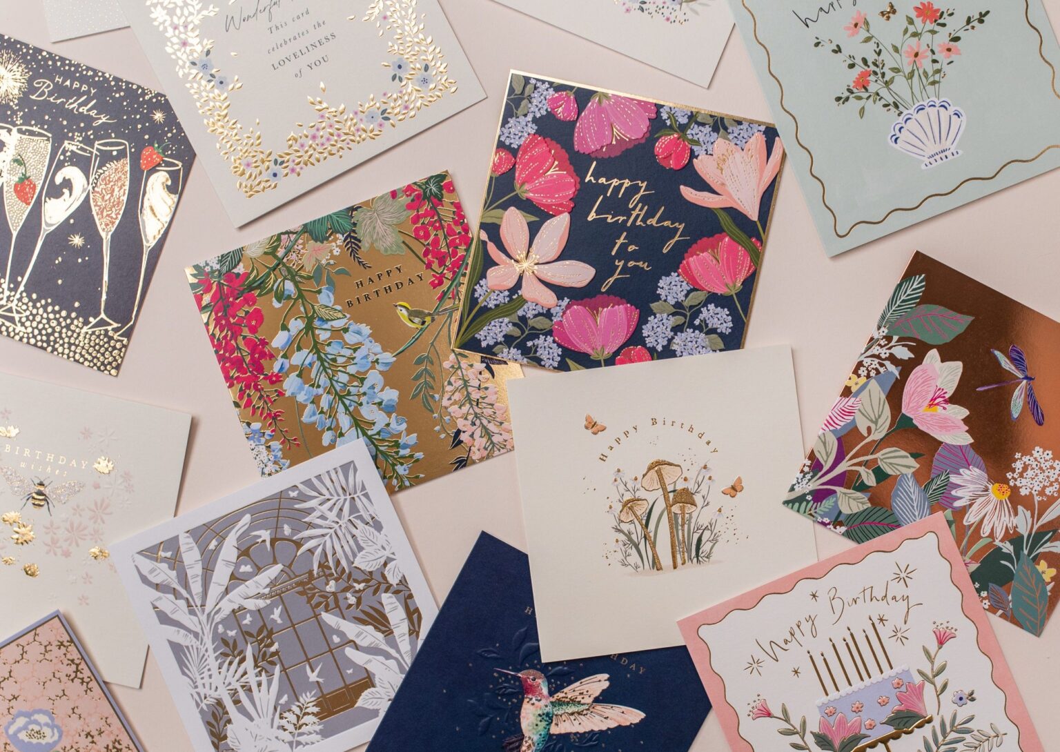 array of greeting cards